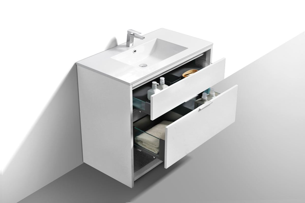 NUDO 36" Floor Mount Modern bathroom Vanity in Gloss White Finish