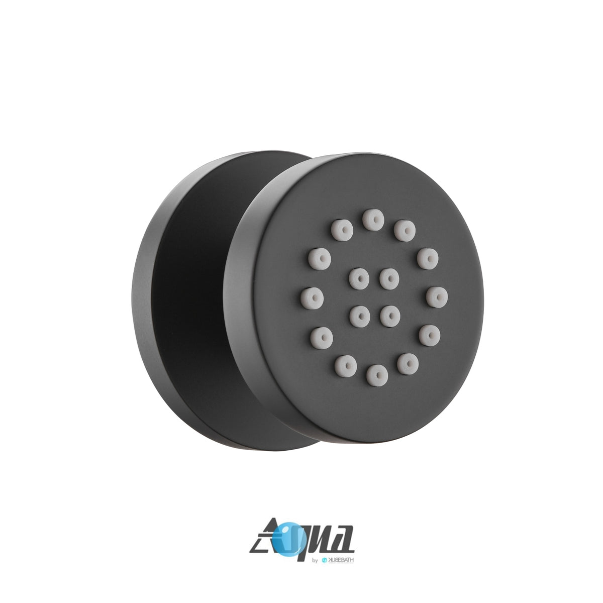 Aqua RONDO Black Brass Shower Set w/ 12" Round Rain Shower, 4 Body Jets and Handheld