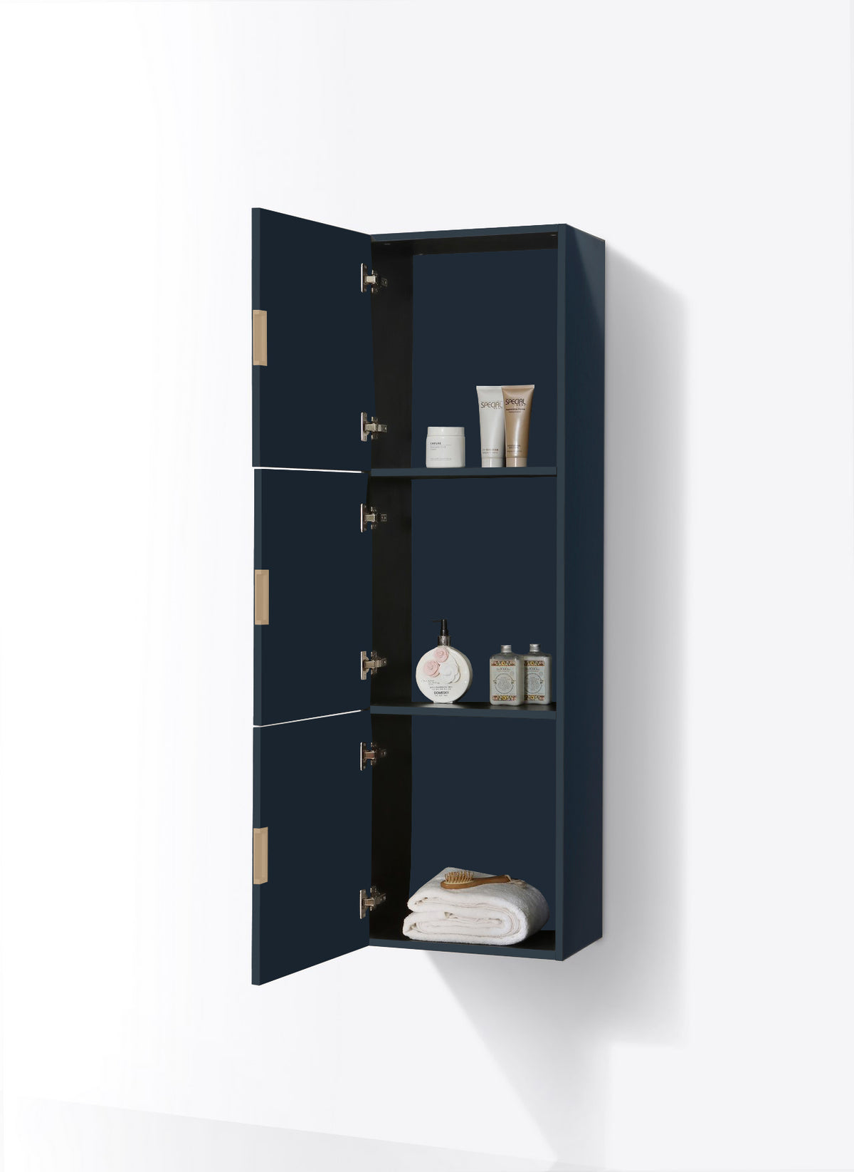Bliss Blue Bathroom Linen Cabinet w/ 3 Large Storage Areas