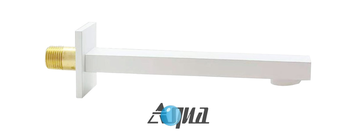 Aqua Piazza White Shower Set w/ 12" Ceiling Mount Square Rain Shower, Handheld and Tub Filler