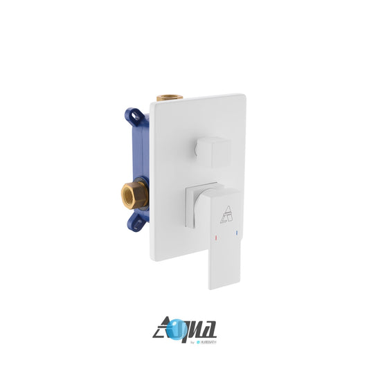 Aqua Piazza White Shower Set w/ 12" Ceiling Mount Square Rain Shower, Handheld and Tub Filler