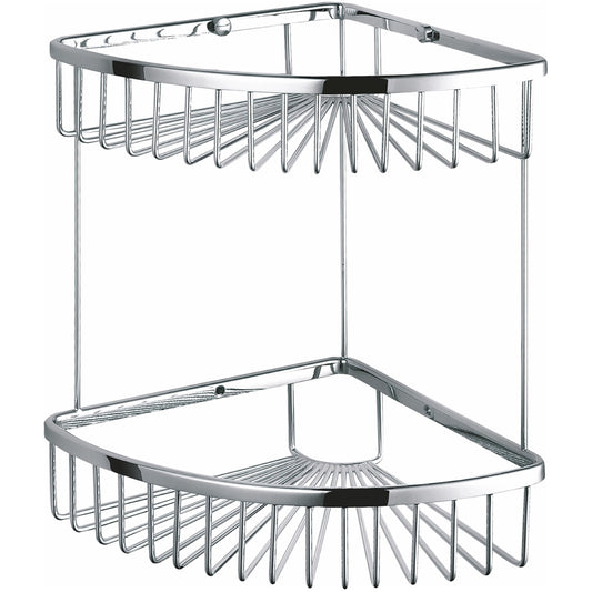 Kube Double Tier Corner Wire Basket Chrome