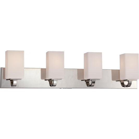 Nuvo Lighting 60-5184 Vista 4-Light Polished Nickel Vanity Light Fixture with Etched Opal Glass
