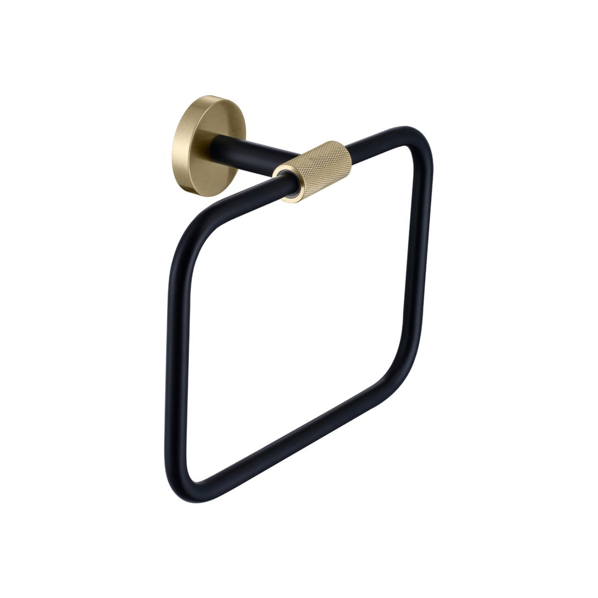 Aqua Rondo Towel Ring - Brushed Gold & Black