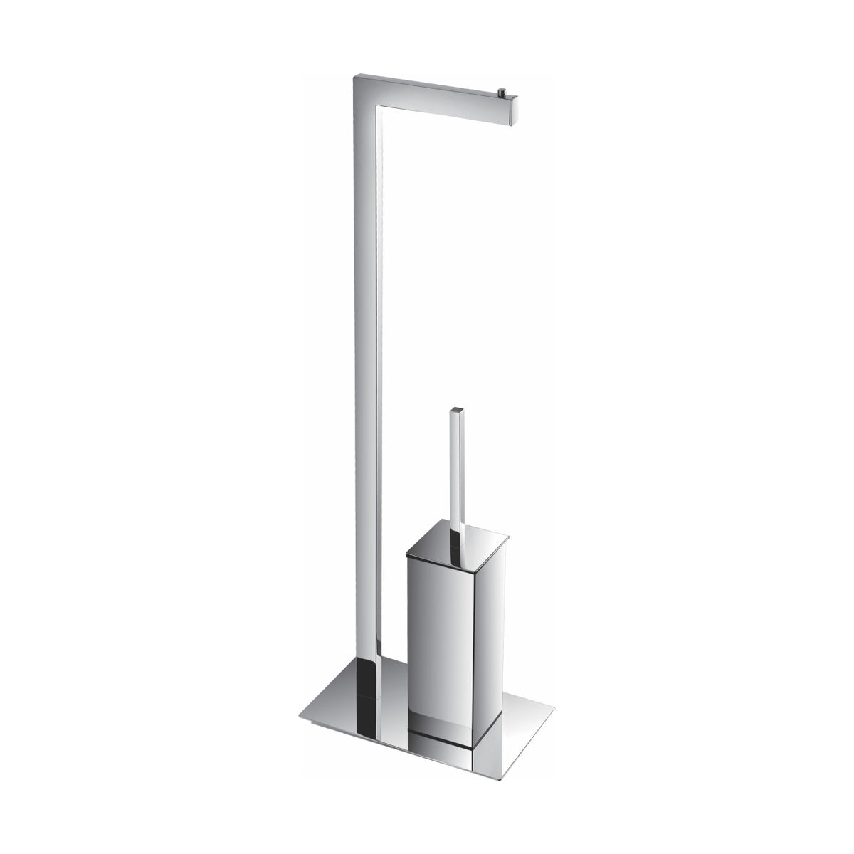 Aqua Piazza by KubeBath Free Standing Toilet Paper Holder With Toilet Brush Chrome
