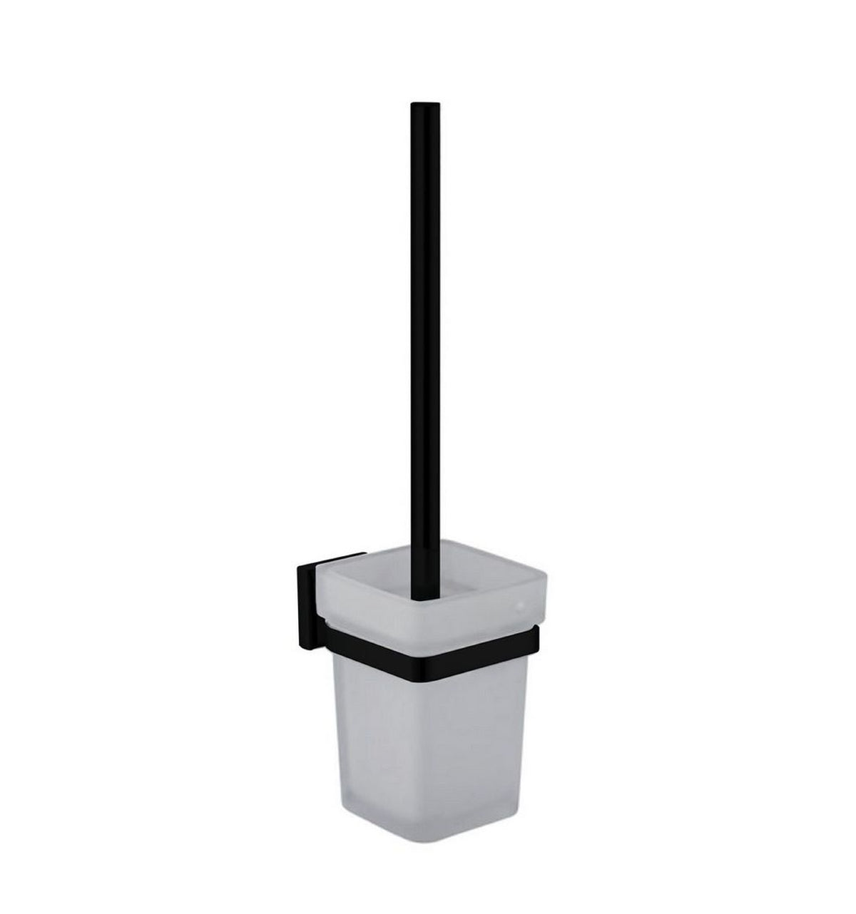Aqua PLATO Toilet Brush w/ Frosted Glass Cup- Black