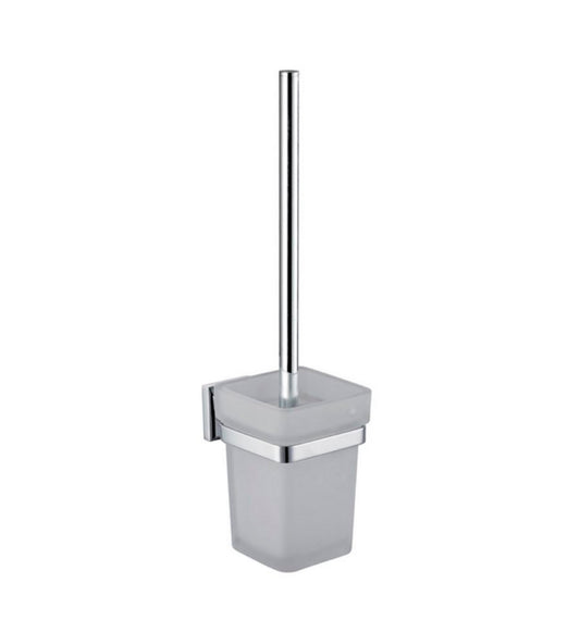 Aqua NUON Toilet Brush w/ Frosted Glass Cup- Chrome