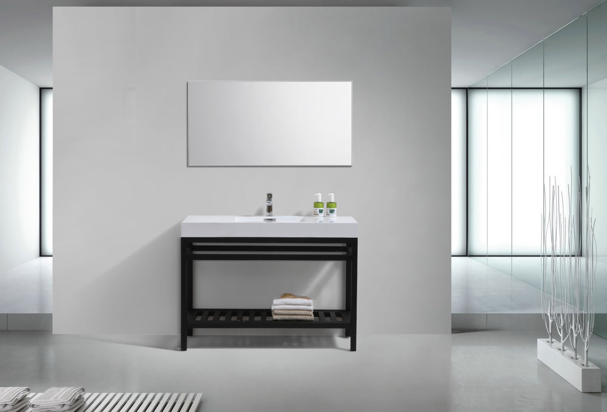Kube Cisco 48" Stainless Steel Console w/ White Acrylic Sink Matte Black