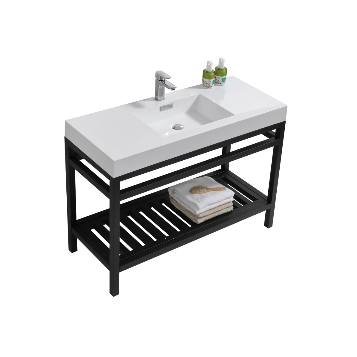 Kube Cisco 48" Stainless Steel Console w/ White Acrylic Sink Matte Black