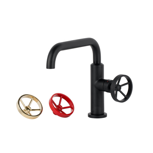 Aqua Loft Single Lever Bathroom Vanity Faucet with Side Handle Black