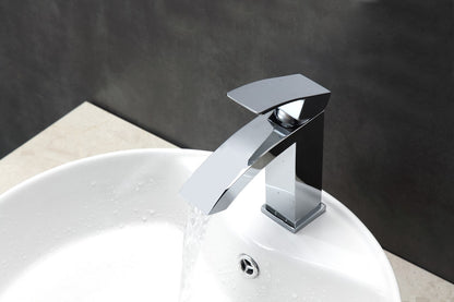 Aqua Balzo Single Lever Wide Spread Bathroom Vanity Faucet Chrome