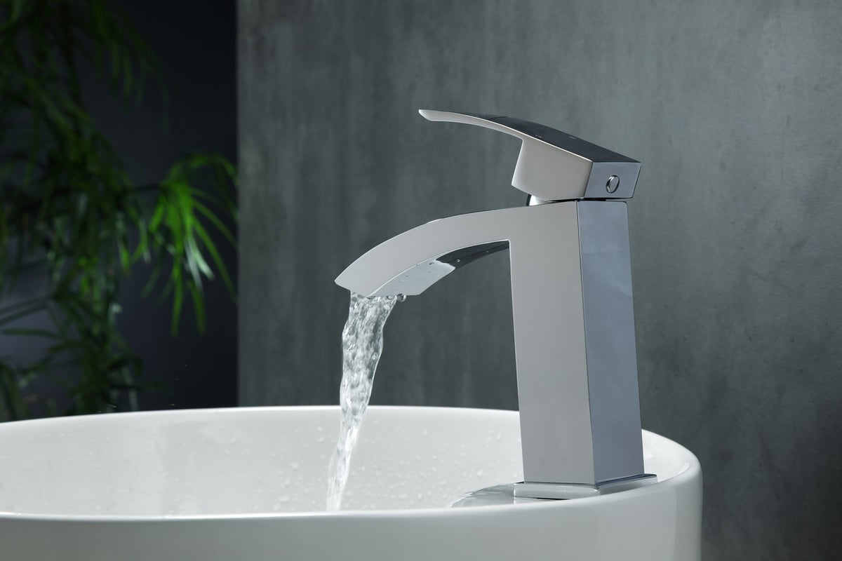 Aqua Balzo Single Lever Wide Spread Bathroom Vanity Faucet Chrome