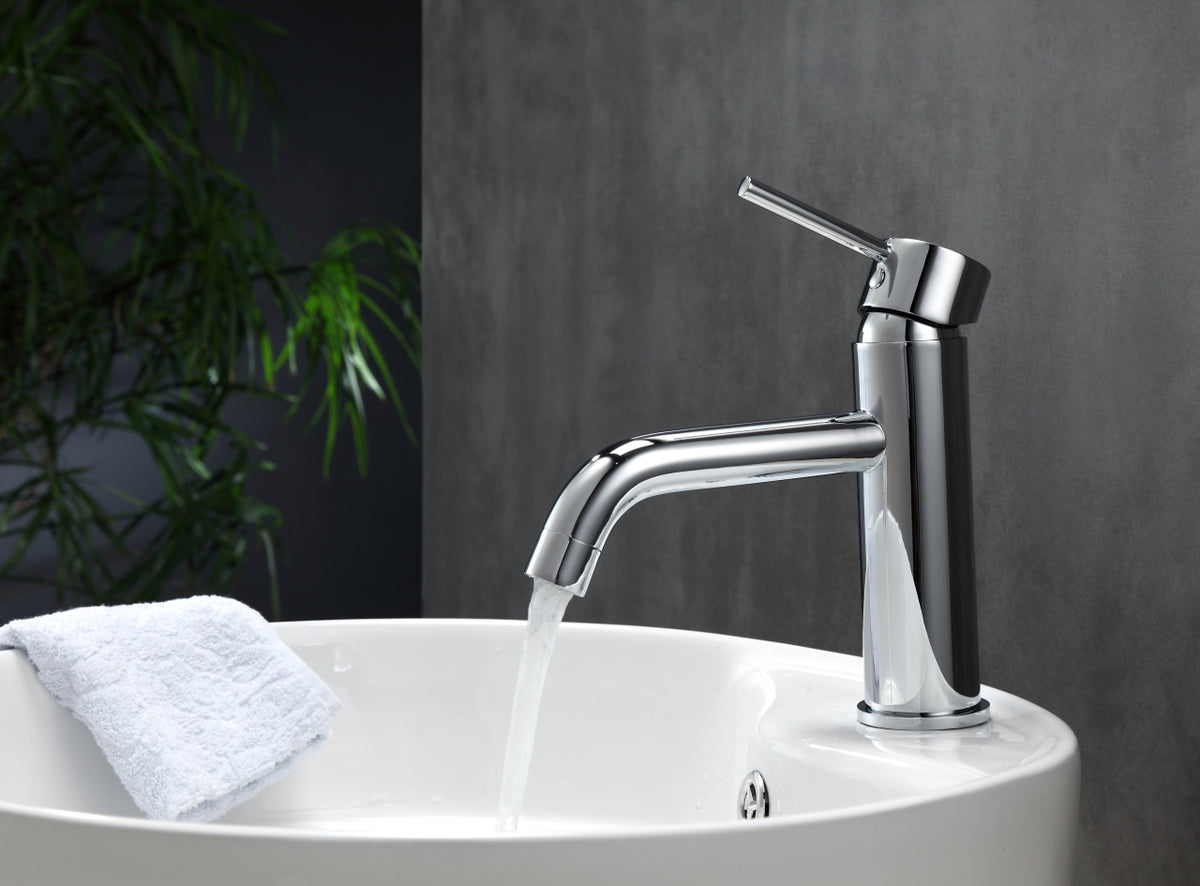 Aqua Rondo Single Lever Wide Spread Bathroom Vanity Faucet Chrome