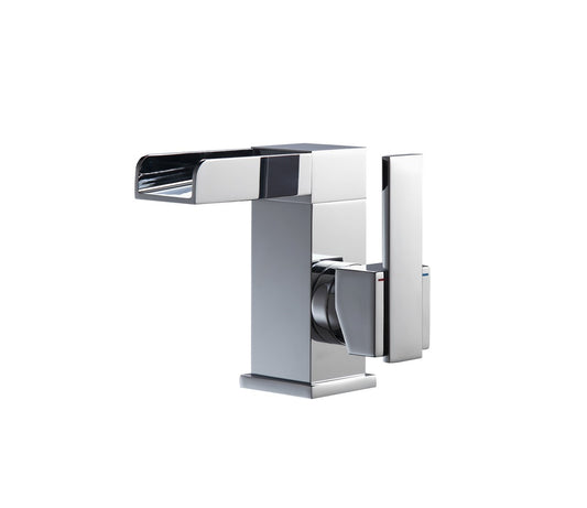 Chrome bathroom faucet on a white background