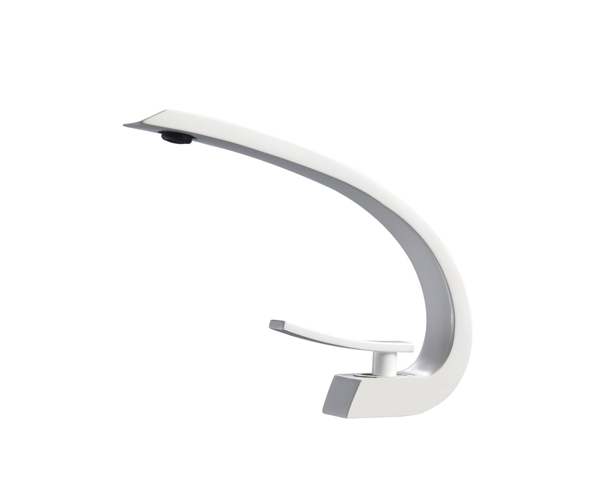 Aqua Arcco Single Lever Wide Spread Bathroom Vanity Faucet White