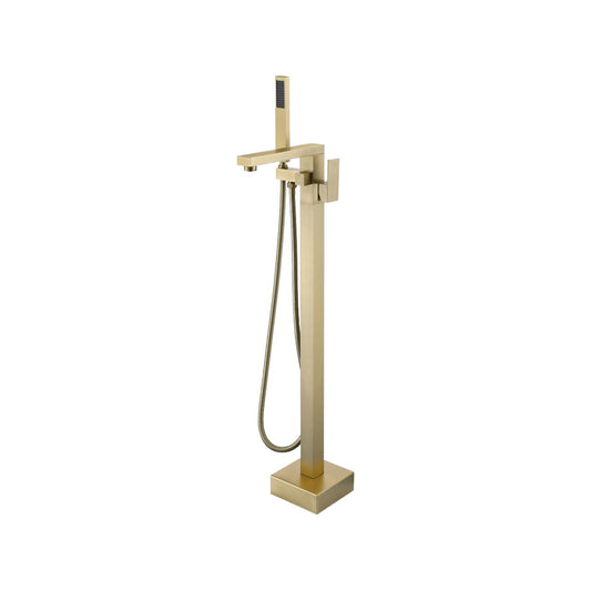 Aqua Squadra Floor Mounted Soaker Tub Faucet Brushed Gold