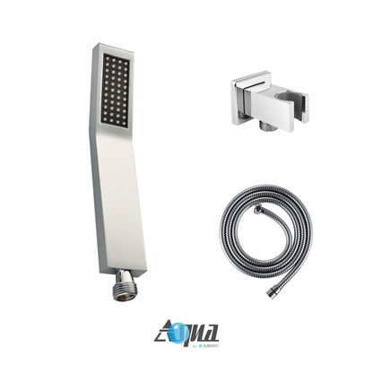 Aqua Piazza Shower Set w/ 12" Ceiling Mount Square Rain Shower, 4 Body Jets and Handheld