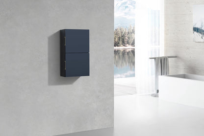 Kubebath 14'' Navy Blue Wall Mount Linen Side Cabinet w/ 2 Storage Areas