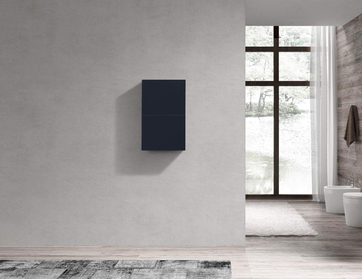 Kubebath 14'' Navy Blue Wall Mount Linen Side Cabinet w/ 2 Storage Areas