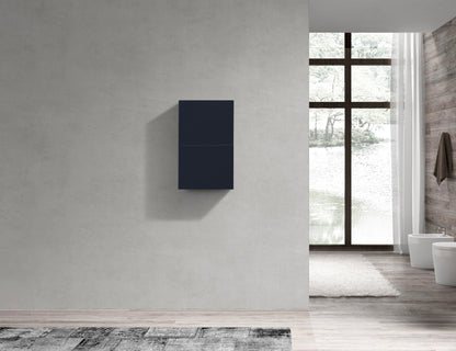 Kubebath 14'' Navy Blue Wall Mount Linen Side Cabinet w/ 2 Storage Areas