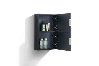 Kubebath 14'' Navy Blue Wall Mount Linen Side Cabinet w/ 2 Storage Areas