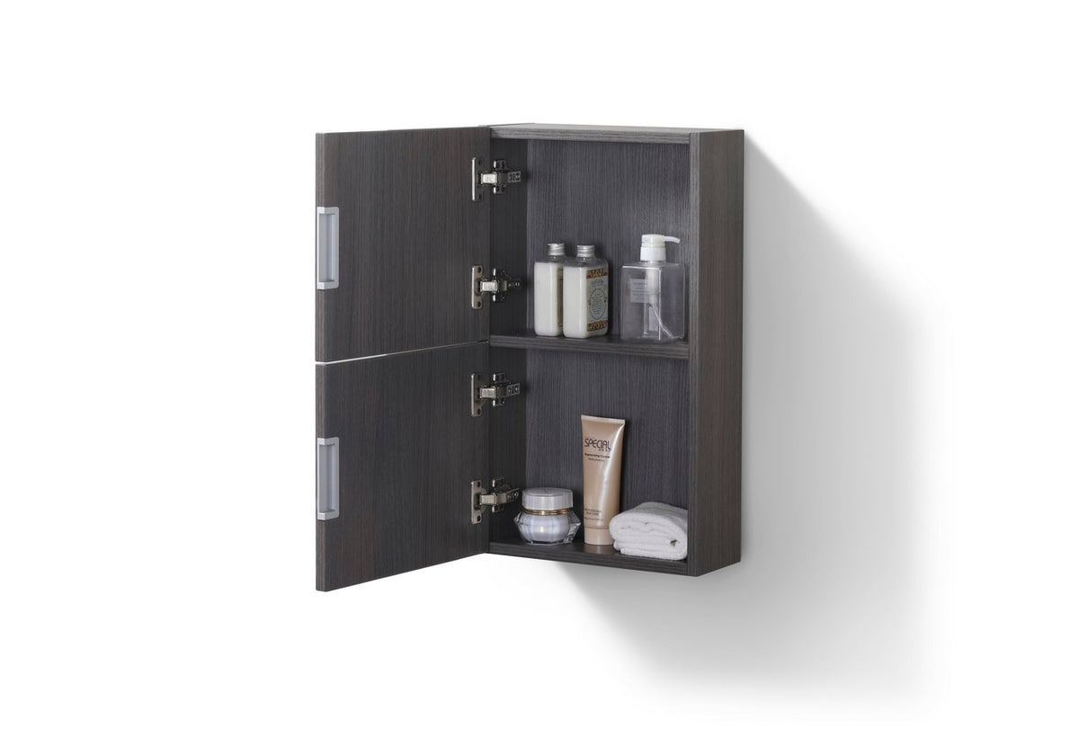 Bliss 14'' Grey Oak Bathroom Linen Cabinet w/ 2 Storage Areas