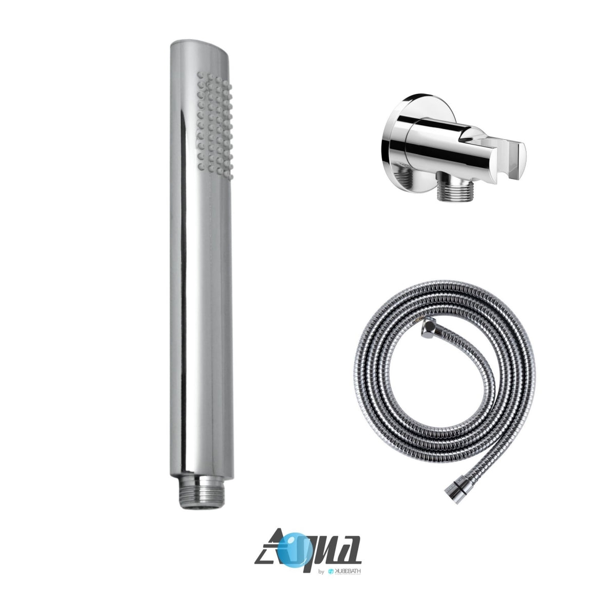 Aqua RONDO Chrome Brass Shower Set w/ 12" Round Rain Shower,  4 Body Jets and Handheld
