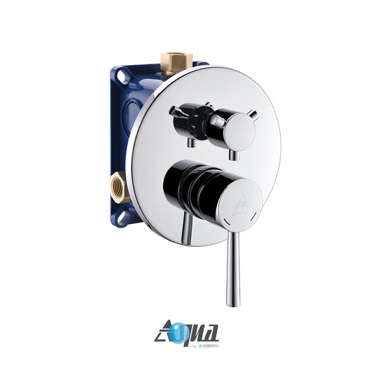 Aqua Rondo by KubeBath 3-Way Rough-In Valve With Cover Plate, Handle and Diverter
