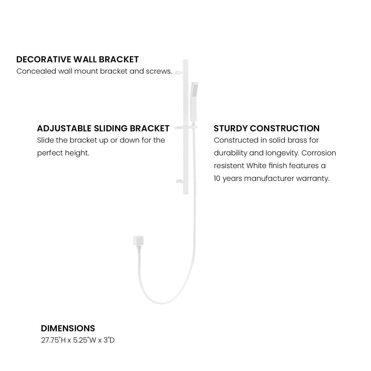 Aqua by KubeBath Sliding Bar White