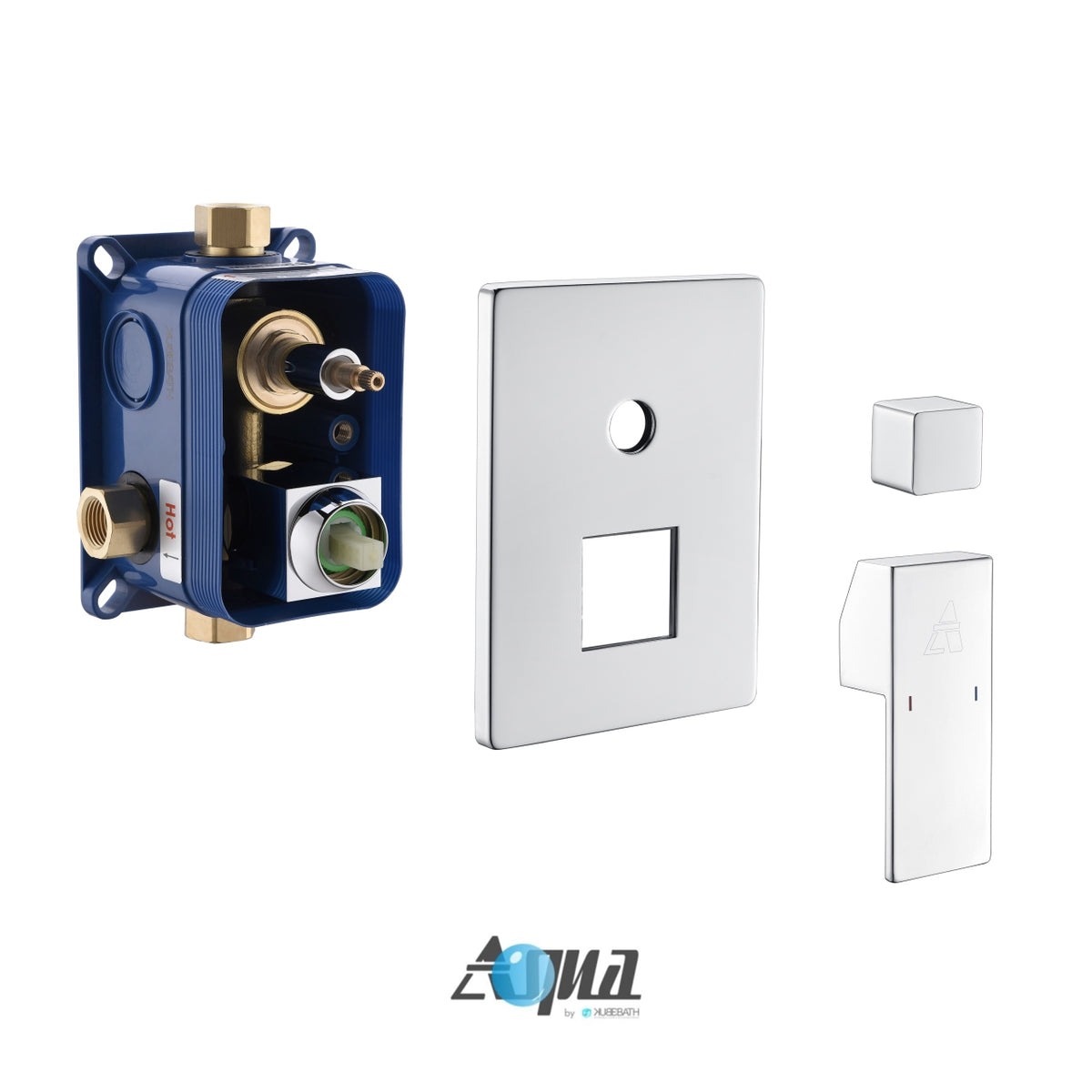 Aqua Piazza Chrome Brass Shower Set w/ 8" Square Rain Shower,  Tub Filler and Handheld
