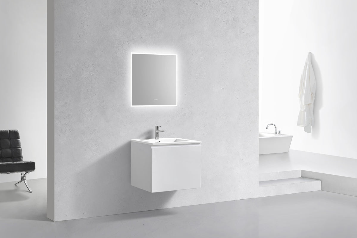 24" Balli Modern Wall-Mount Bathroom Vanity – Gloss White