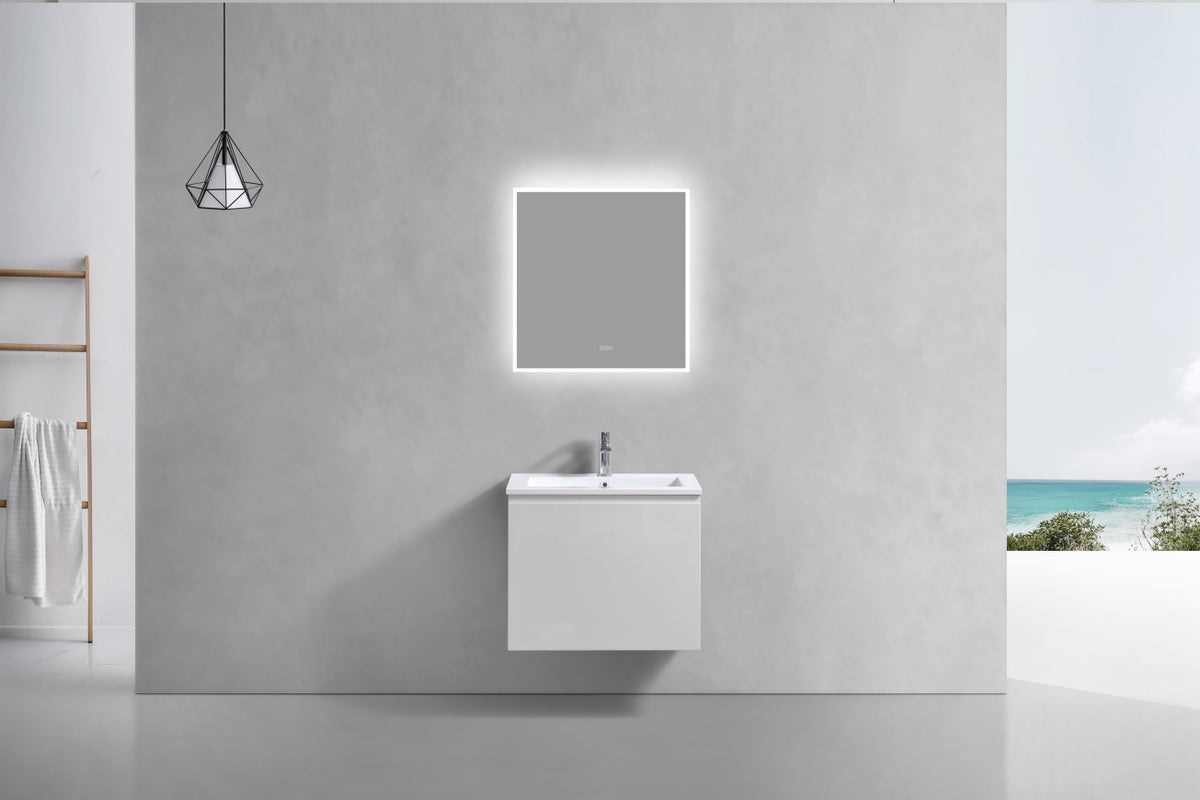24" Balli Modern Wall-Mount Bathroom Vanity – Gloss White