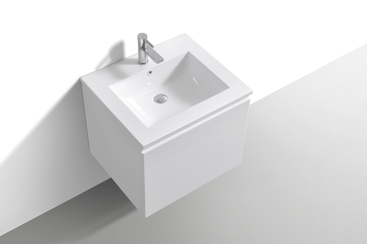 24" Balli Modern Wall-Mount Bathroom Vanity – Gloss White