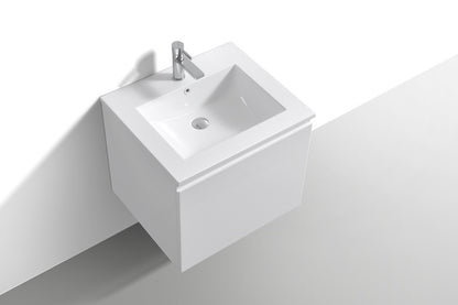 24" Balli Modern Wall-Mount Bathroom Vanity – Gloss White