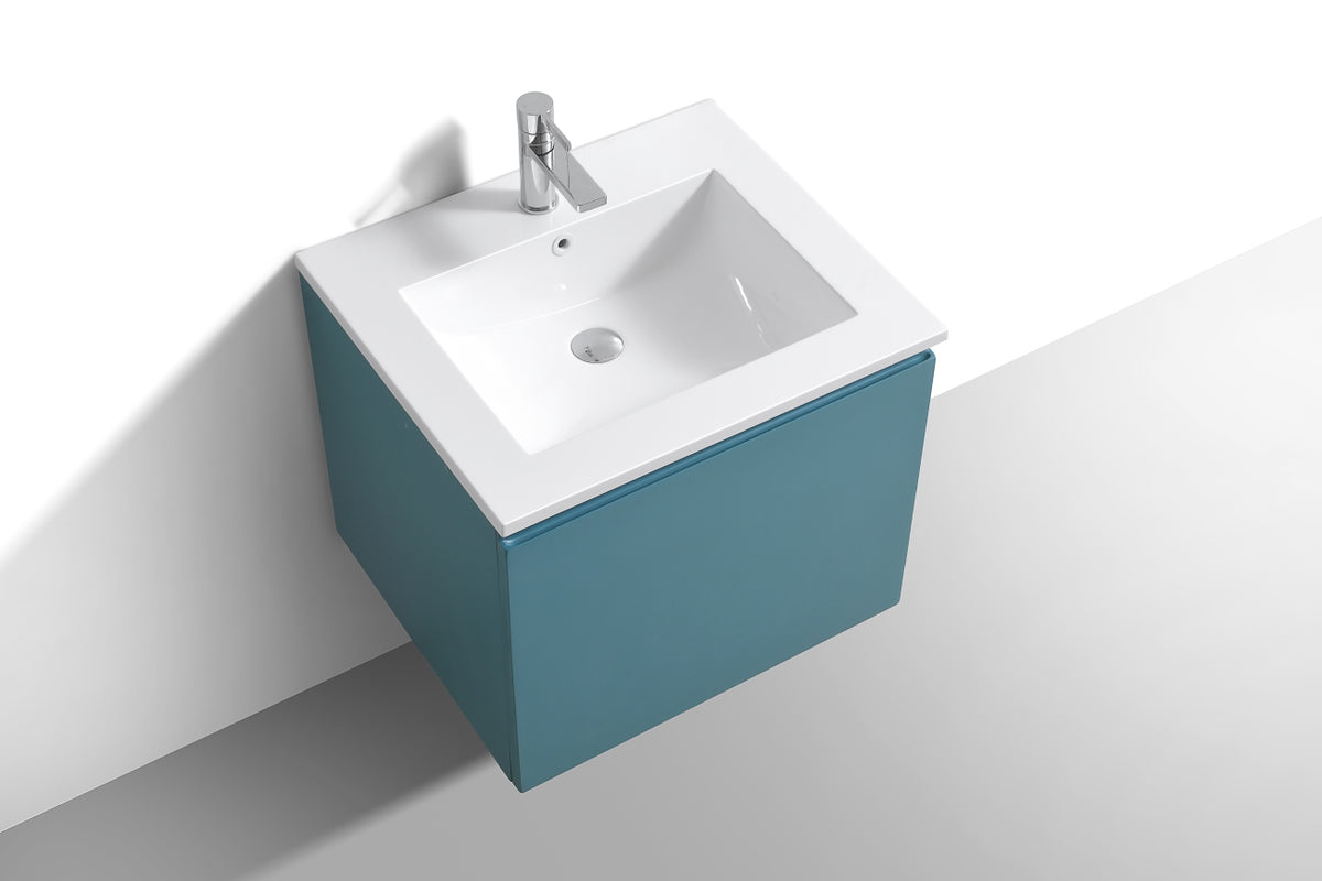 24'' Balli Modern Wall Mount Bathroom Vanity Teal Green