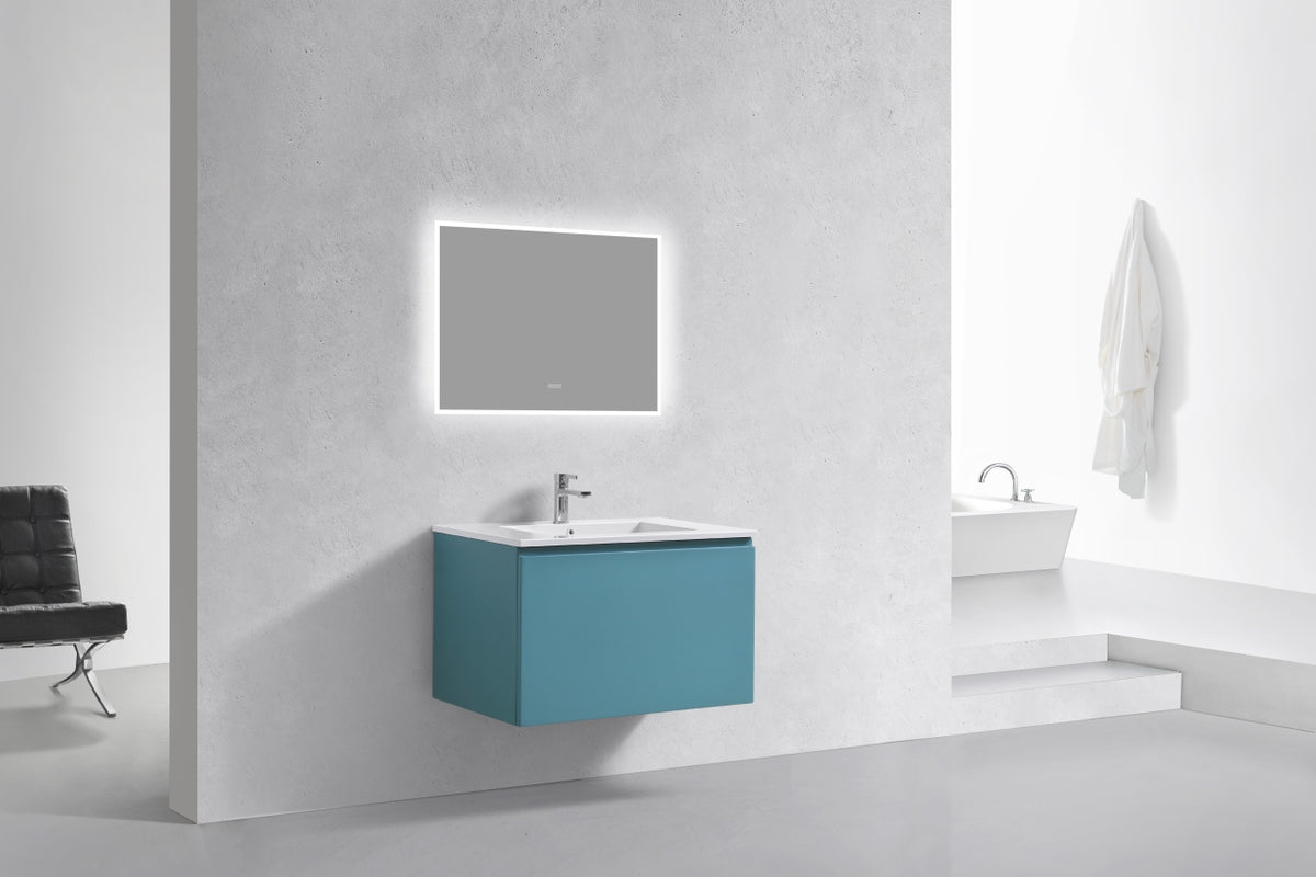 32" Balli Modern Wall-Mount Floating Bathroom Vanity – Teal Green