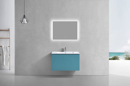 32" Balli Modern Wall-Mount Floating Bathroom Vanity – Teal Green