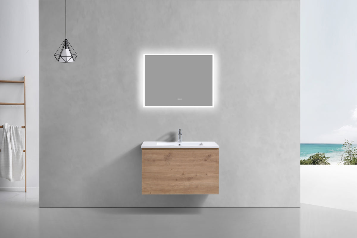 32" Balli Modern Wall Mount Bathroom Vanity - White Oak - Display Model Final Sale