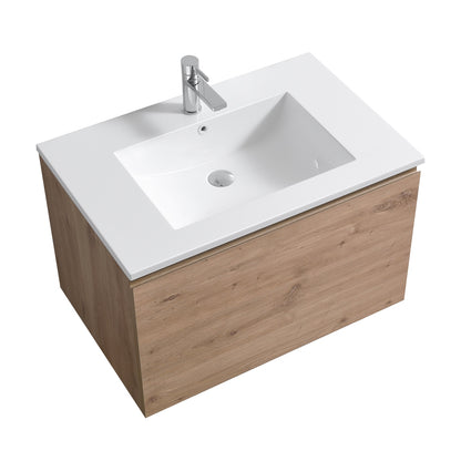32" Balli Modern Wall Mount Bathroom Vanity - White Oak - Display Model Final Sale
