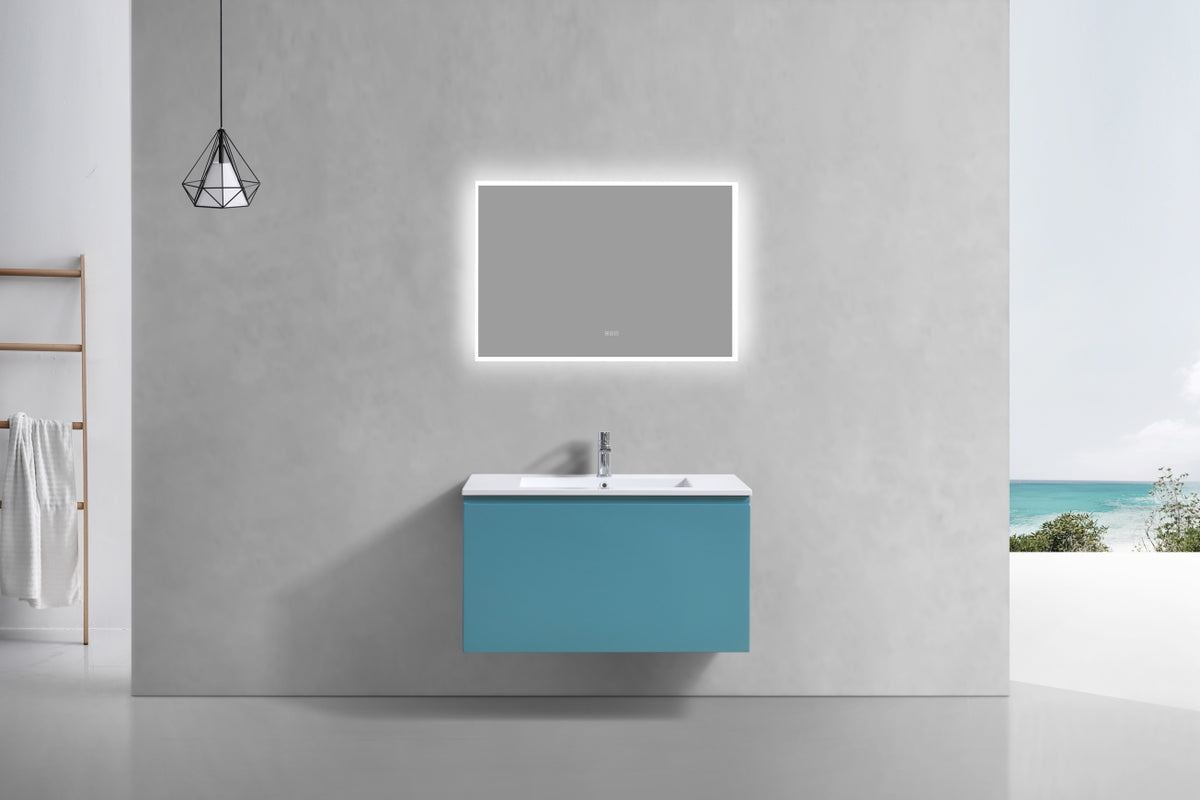 36'' Balli Modern Wall Mount Bathroom Vanity Teal Green