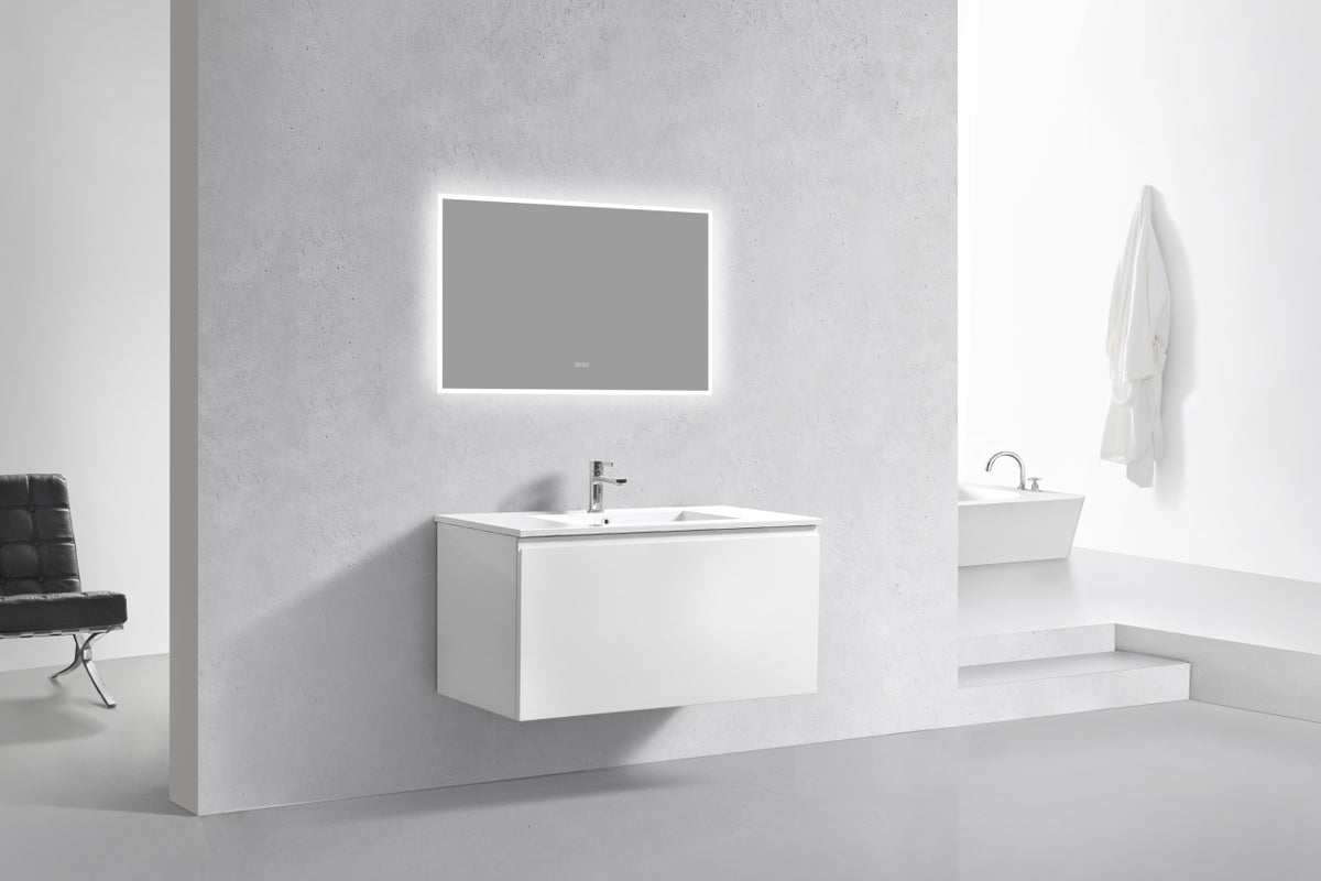 40'' Balli Modern Wall Mount Bathroom Vanity Gloss White
