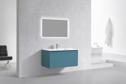 40'' Balli Modern Wall Mount Bathroom Vanity Teal Green