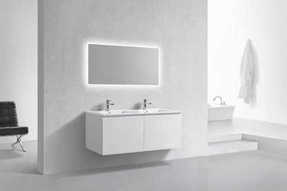 48'' Balli Double Sink Modern Wall Mount Bathroom Vanity Gloss White
