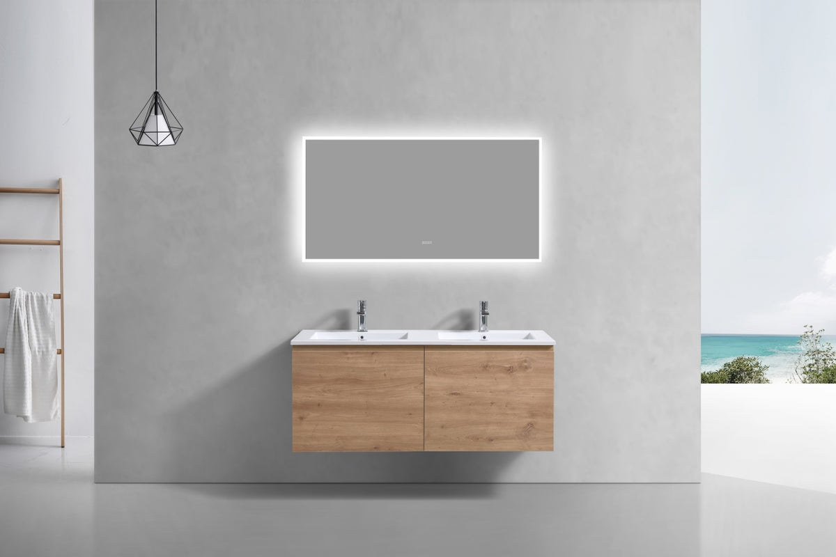 48'' Balli Double Sink Modern Wall Mount Bathroom Vanity White Oak