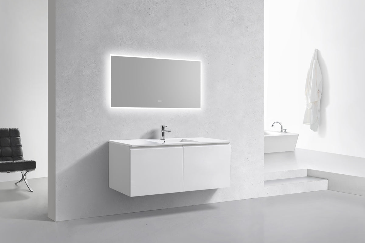 48'' Balli Modern Wall Mount Single Sink Bathroom Vanity Gloss White