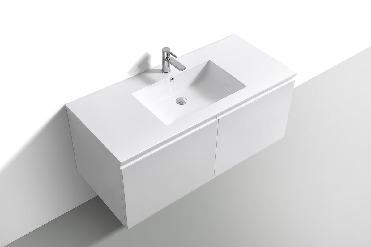 48'' Balli Modern Wall Mount Single Sink Bathroom Vanity Gloss White