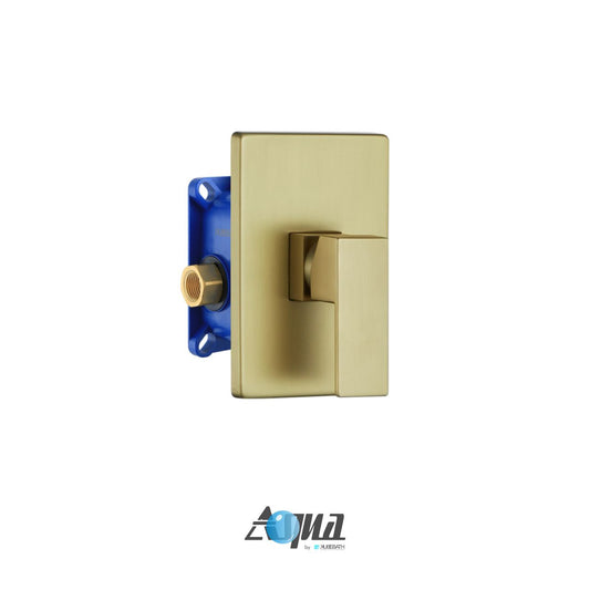 Aqua Piazza by KubeBath 1-Way Rough-In Valve With Cover Plate, Handle and Diverter Brushed Gold