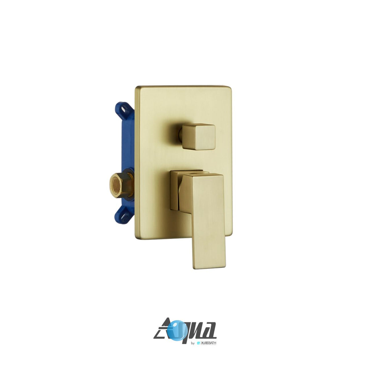 Aqua Piazza Brushed Gold Brass Shower Set w/ 8" Square Rain Shower and Handheld