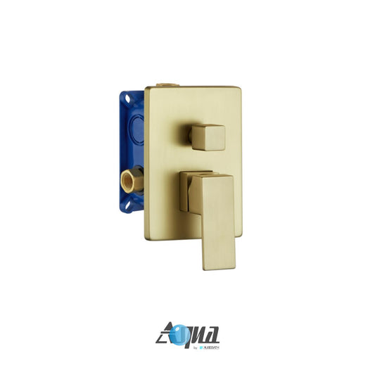 Aqua Piazza Brushed Gold Brass Shower Set w/ 8" Square Rain Shower,  Tub Filler and Handheld