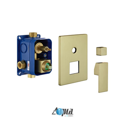 Aqua Piazza Brushed Gold Shower Set w/ 12" Ceiling Mount Square Rain Shower, Handheld and Tub Filler